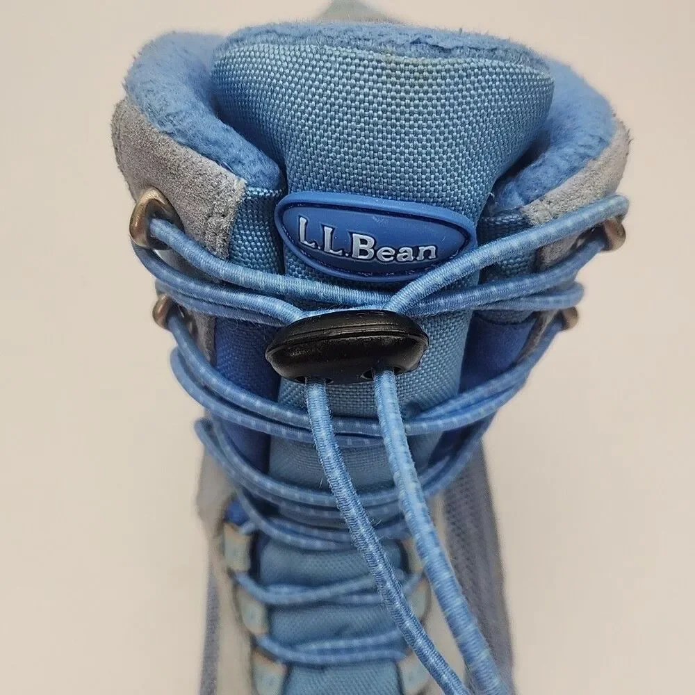 LL Bean Boots Blue Suede Thinsulate Winter Hiking Ankle Toggle Size 4 Kids Youth